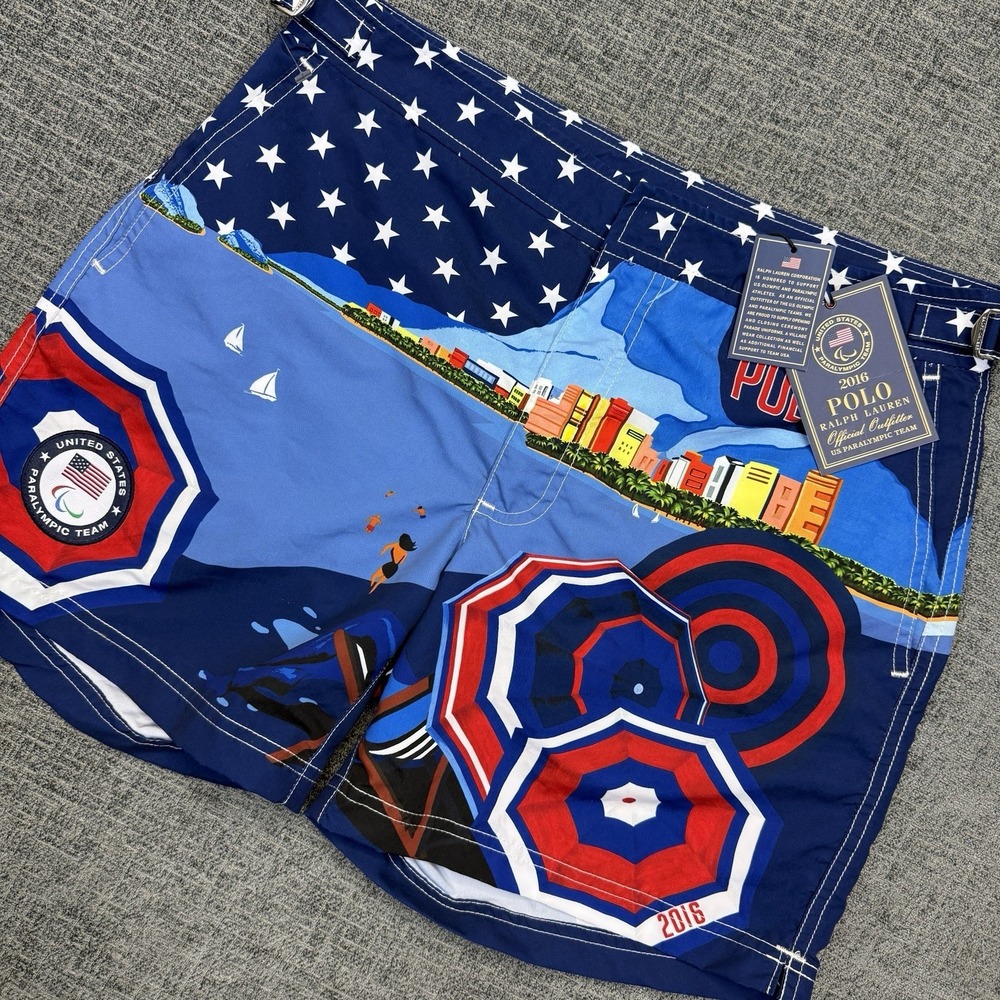Polo Ralph Lauren Team USA 2016 Rio Olympic‎ Paralympic Swimtrunks Men's 30 NWT